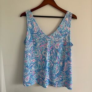 Lilly Pulitzer Blue and Pink Sleeveless Tank Top